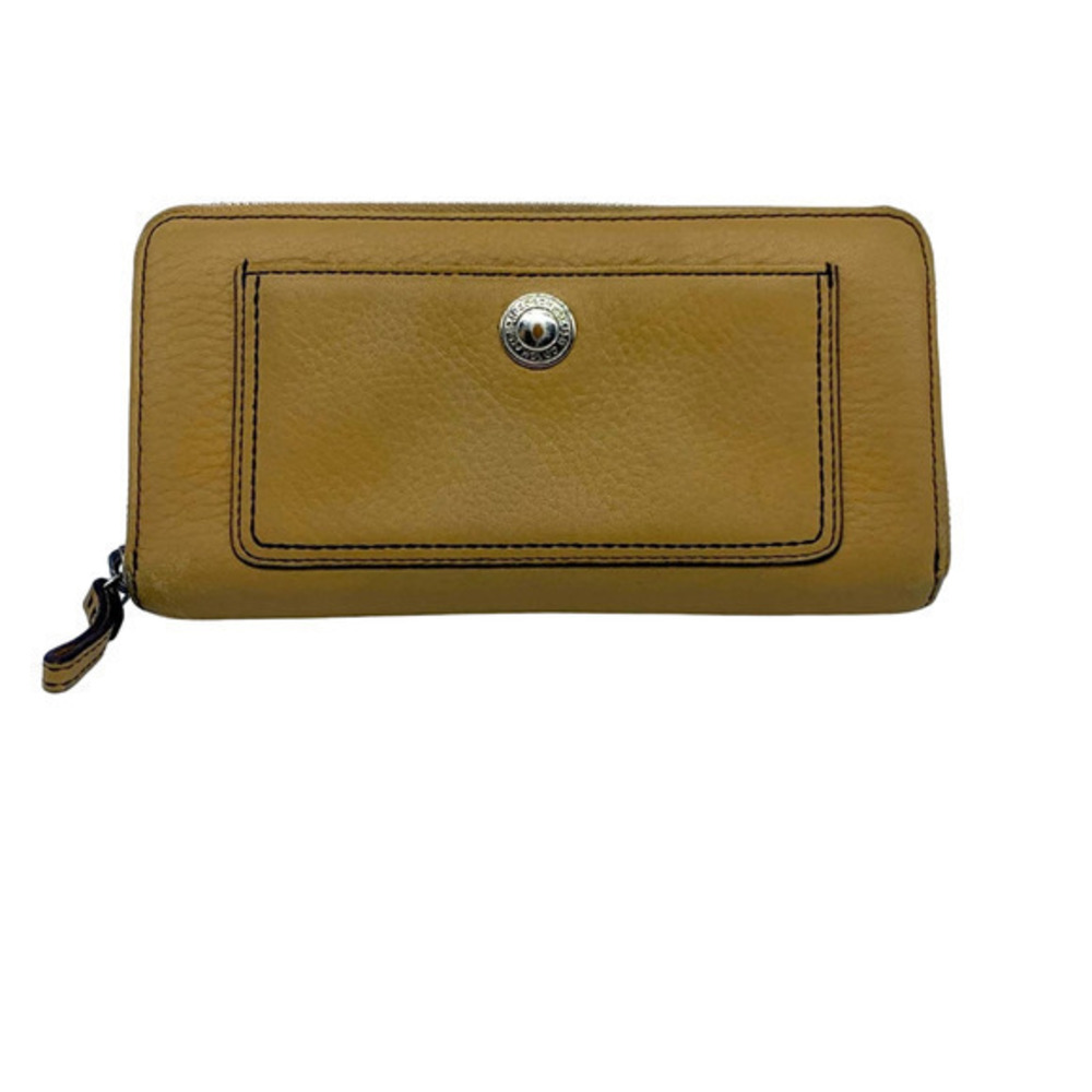 Coach tan and brown leather zip around wallet